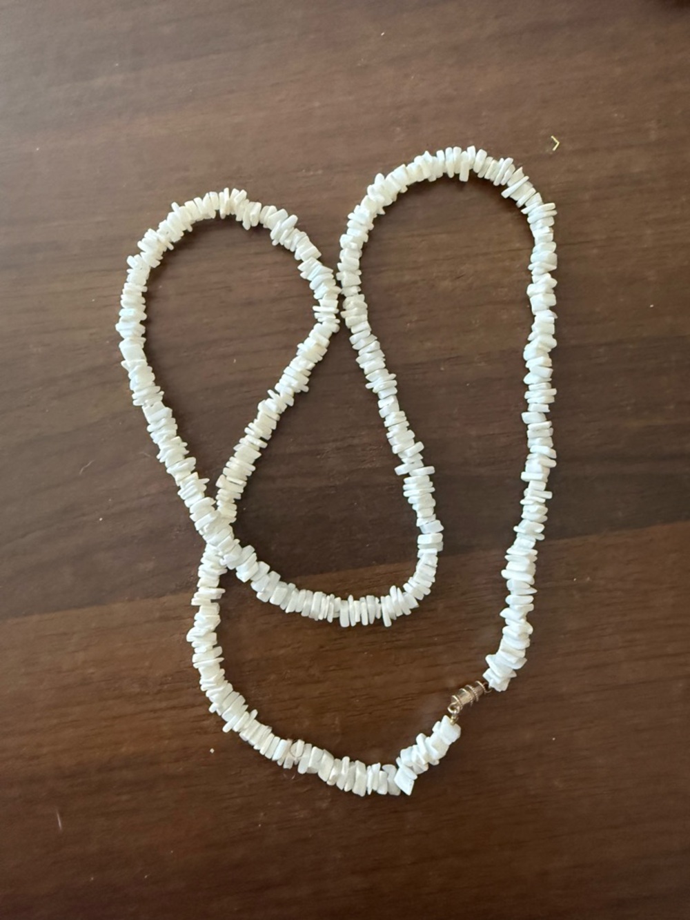 White Chip Bead Necklace - Women’s Natural Shell Style